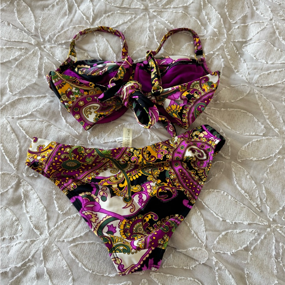 Swim Systems 2 Piece Bikini Set 34D Top/small bottom Paisley Print